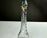 Vintage Crystal Glass Bottle with Genie Lid 12 in Swirl Diamond Pattern ... - $24.99