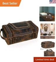 Waterproof XL Leather Toiletry Bag with Brass Hook - Timeless Travel Com... - $91.99