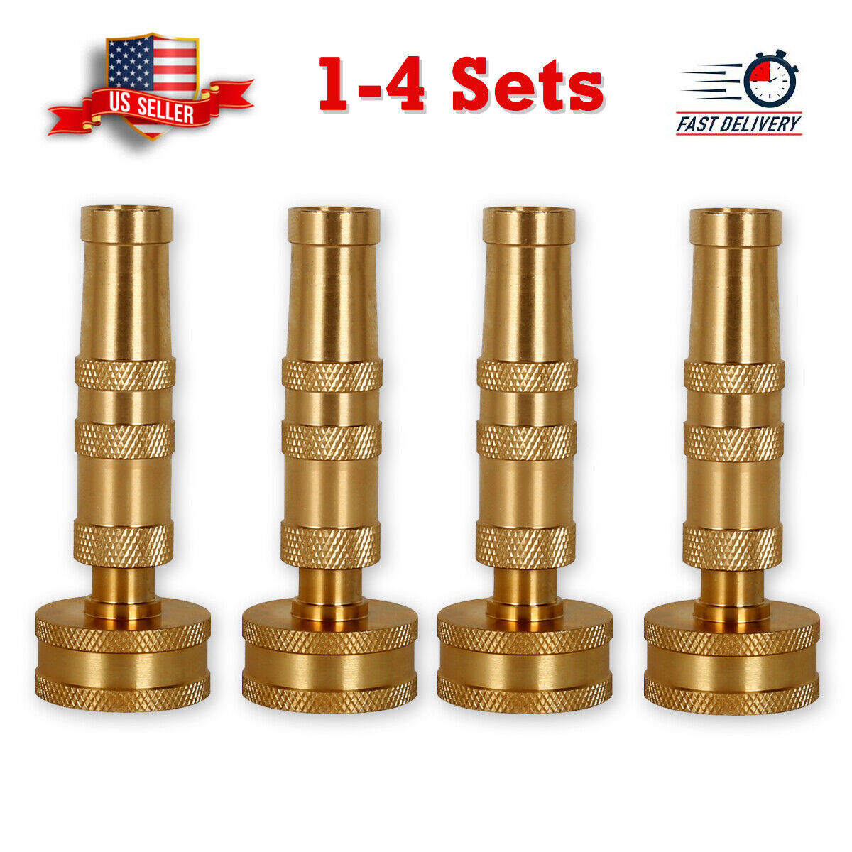 Solid Brass Garden Spray Nozzle 4&quot; Adjustable Twist Water Hose USA Stock - $8.71+