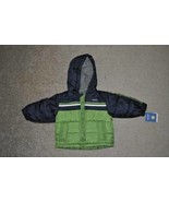 Boys Jacket Carters Green Puffer Hooded Zip Up Toddler Winter $65-sz 12 ... - $20.79