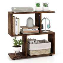 24 Inch 3-Tier Geometric Bookshelf with Thick Foot Pads-Brown - Color: B... - $52.11