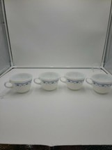 Set of 4 Corning Morning Blue Pyrex milk glass Coffee Cups #&#39;s 22,  23, 27, 37 - £23.44 GBP