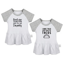 Pack of 2 Feed me Tacos and tell me I&#39;m Pretty Infant Baby Girls Princess Dress - £18.30 GBP