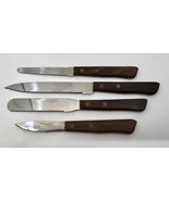 Set of 4 Serrated Knives Stainless Steel Japan Brown Wood Handle - €16,94 EUR