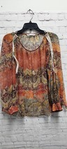 Zara Womens Pullover Blouse Top Rust Brown Tassels Long Sleeve Flowy Boho S - £5.43 GBP