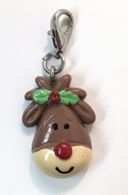 Clip on Charm Christmas Holiday Cute Rudolph the Red Nosed Reindeer for Bracelet - £5.50 GBP