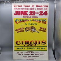Vtg Carson &amp; Barnes Circus Poster Scottsdale AZ 22x14&quot; Cardstock - £15.64 GBP