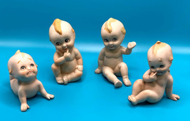 Lot Of Four (4) HAND-PAINTED Kewpie Bisque Baby Figurines 2 With Original Labels - £28.11 GBP
