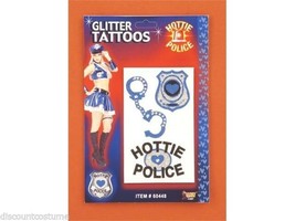 Hottie Police STICK-ON Glitter Temporary Tattoo Adult Costume Accessory - £2.99 GBP