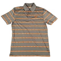 Under Armour Mens Medium Gray Orange Striped Short Sleeve Pullover Polo Shirt - £12.33 GBP