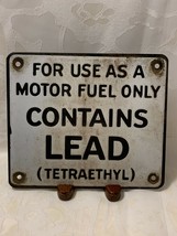 Vtg. Gas Station Metal Sign from Gas Pump &quot;For Use As A Motor Fuel Only&quot; Lot 1 - £42.16 GBP