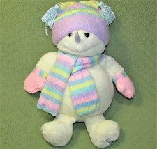 2002 Animal Alley Snowman Plush 19&quot; Stuffed Animal White With Pastel Scarf &amp; Hat - £21.33 GBP