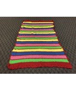 Vintage Crochet Afghan Blanket knit stripe mid century throw 50s colorfu... - £7.97 GBP