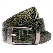 Emilio Genuine Exotic Alligator Belt Antique Green image 3