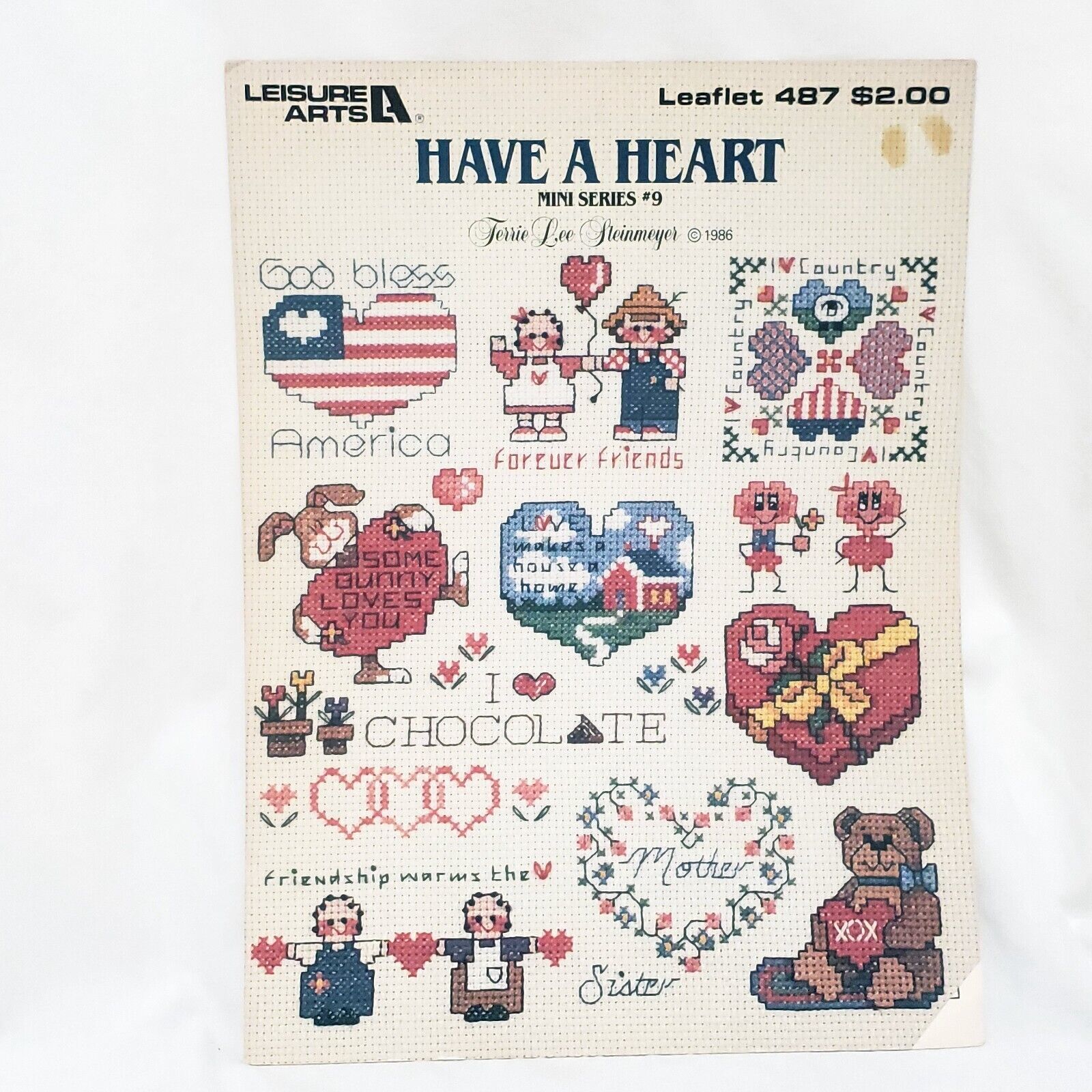 Primary image for Have a Heart Cross Stitch Pattern Booklet 487 Hearts Teddy Bear America 1986