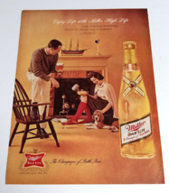 Enjoy Life with Miller High Life Beer Dog Cut Vintage Magazine Print Ad 1962 - £6.48 GBP
