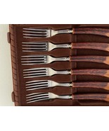 Vtg GLO HILL Stainless Flatware 6 Dinner Forks Faux Horn 7.25&quot; Original Pkg - $40.43 CAD