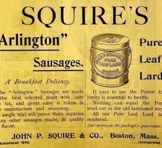 Squire&#39;s Arlington Sausages 1894 Advertisement Victorian Beef Lard 2 ADBN1h - $240.15 MXN