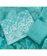 Sky Blue Color Cotton Chikankari Suit Set- Cotton Suit Set Unstitched fo... - $70.43 CAD