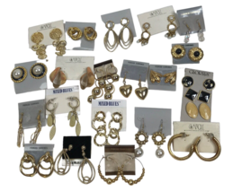 Earring lot Boho Vintage danglers Gold tone Mod Metal 20 pairs 80s 90s retro - £31.34 GBP