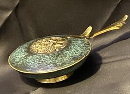 Oppenheim Israel Brass &amp; Verdigris Enamel Lidded Judaica 5.5” Dish Grapes - $24.71