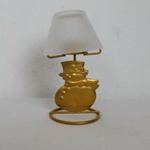 Snowman Votive Lamp Sears Roebuck Thin Gold Tone Snowman Clear Shade Chr... - $9.75