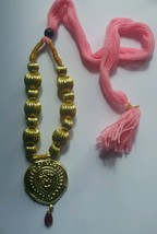 Punjabi Folk Cultural Bhangra Gidha Kaintha Pendant in Pink thread necklace N3 - £16.16 GBP