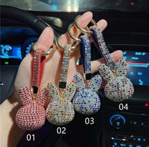 Crystal bunny car accessories,bunny keychain purse charm,rhinestone pendant - £18.17 GBP