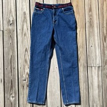 Vtg 90&#39;s Tommy Hilfiger High Waist Straight Jeans Spell Out Logo Waistba... - £37.50 GBP