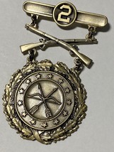 2nd Army, Excellence In Competition, Rifle, Silver, Badge, Pinback, Hallmarked - $44.55