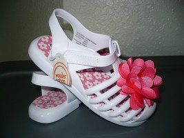 Wonder Nation Toddler Girls White Jelly Sandals W Flower Size 9 NEW - £7.85 GBP