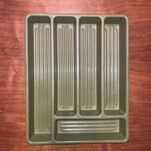 Vintage  Avocado Green Silverware Tray Flatware Drawer Organizer - £10.38 GBP