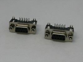 2x Female Serial Port Jack RS232 DB9 DR9 9 Pins Male 90 Degrees Data Connection - £7.37 GBP