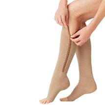 Zipper Compression Socks Men Women Running Flight Nursing (Beige, Sm/Med... - £12.65 GBP