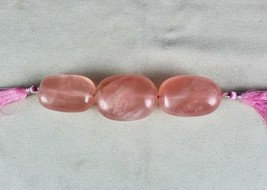 Pink Natural Rose Quartz Long Oval Beads 3 Pcs 543 Carats Gemstone For Designing - £60.73 GBP