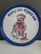 VTG 1992 Giordano ‘Have a Beary Nice Day’ Round Tin Metal Tray Christmas Box 4 - £7.07 GBP