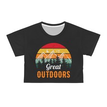 Personalized Custom Retro Great Outdoors Crop Tee: Sunset &amp; Mountains - £29.57 GBP+