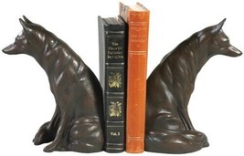 Bookends Bookend EQUESTRIAN Lodge Waiting Fox Ebony Black Resin Hand-Cast - £203.66 GBP