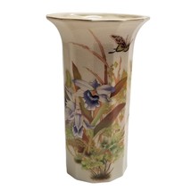 Toyo Tropical Orchid Vase Orchid Butterfly Crackle Glaze Japan Vintage Flowers - £25.95 GBP