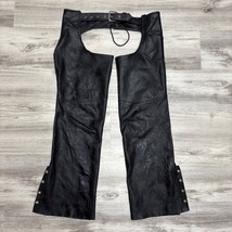 Vintage Leather Chaps Mens Large Black Bootcut Full Grain Moto Riding Pants - $105.58