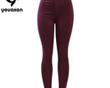 2035 Youaxon Women`s Burgundy Elastic Denim Jean Pants Trousers Skinny P... - $65.00
