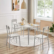 Modern 5-Piece Dining Set With White Faux Marble Top Table, Four Chairs, And - $245.47