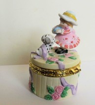 Vintage Trinket Box &quot;Friends Now and Forever&quot; Little Girl with Spotted Dog - $15.84