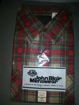 Vtg John Blair Menswear  Plaid Button Down Shirt Men&#39;s Sz Xl Deadstock Usa Made - £54.74 GBP