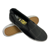 Draven Men&#39;s Plaid Gray Black Skate Slip On Canvas Shoes Sneakers Size 12 - £24.03 GBP