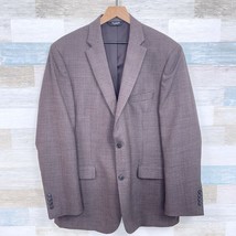 Jos A Bank Travelers Wool Tailored Fit Sport Coat Brown Plaid Mens 44L 4... - $79.19