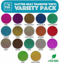 Glitter Heat Transfer Vinyl 17 Variety Pack 12x10 inch HTV Sheets - £40.47 GBP