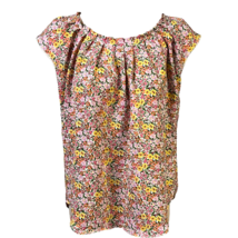 LC Lauren Conrad Womens Blouse Multicolor Floral Short Sleeve Cap Pleated XS New - £32.54 GBP