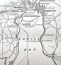 Map 1866 Civil War Defenses Of Mobile Bay Gulf Victorian Military Rebell... - £31.45 GBP