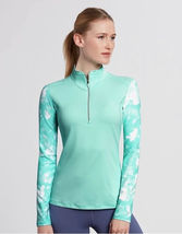 NWT ANNIKA CUTTER & BUCK Mint Green Sonic Floral Long Sleeve Mock Golf Shirt XXL image 2